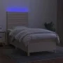 Box spring bed mattress and LED lights cream fabric 80x200 cm by , Beds and slatted bases - Ref: Foro24-3135474, Price: 336,4...