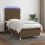 Box spring bed mattress LED lights dark brown fabric 100x200cm by , Beds and slatted bases - Ref: Foro24-3135656, Price: 398,...