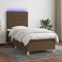 Cama box spring colchón luces LED tela marrón oscuro 100x200cm de , Camas y somieres - Ref: Foro24-3135656, Precio: 375,69 €,...