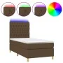 Box spring bed mattress LED lights dark brown fabric 100x200cm by , Beds and slatted bases - Ref: Foro24-3135656, Price: 398,...