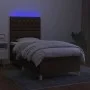Box spring bed mattress LED lights dark brown fabric 100x200cm by , Beds and slatted bases - Ref: Foro24-3135656, Price: 398,...