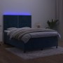 Cama box spring colchón y LED terciopelo azul oscuro 140x190 cm de , Camas y somieres - Ref: Foro24-3136063, Precio: 475,63 €...