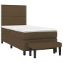 Cama box spring con colchón tela marrón oscuro 90x190 cm de , Camas y somieres - Ref: Foro24-3136480, Precio: 343,85 €, Descu...