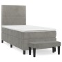 Cama box spring con colchón terciopelo gris claro 80x200 cm de , Camas y somieres - Ref: Foro24-3137749, Precio: 343,94 €, De...