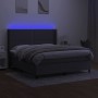 Cama box spring colchón y luces LED tela gris oscuro 160x200 cm de , Camas y somieres - Ref: Foro24-3138246, Precio: 562,88 €...
