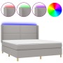 Cama box spring colchón y luces LED tela gris claro 160x200 cm de , Camas y somieres - Ref: Foro24-3138805, Precio: 546,19 €,...