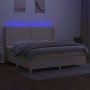 Cama box spring colchón y luces LED tela crema 200x200 cm de , Camas y somieres - Ref: Foro24-3138826, Precio: 602,31 €, Desc...