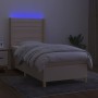 Cama box spring colchón y luces LED tela crema 80x200 cm de , Camas y somieres - Ref: Foro24-3138914, Precio: 348,32 €, Descu...