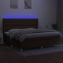 Cama box spring colchón luces LED tela marrón oscuro 200x200 cm de , Camas y somieres - Ref: Foro24-3139144, Precio: 727,32 €...