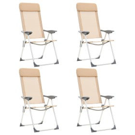 Sillas de camping plegables 4 unidades aluminio crema de vidaXL, Mobiliario de camping - Ref: Foro24-44309, Precio: 204,02 €,...