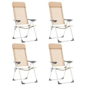 Sillas de camping plegables 4 unidades aluminio crema de vidaXL, Mobiliario de camping - Ref: Foro24-44309, Precio: 201,25 €,...