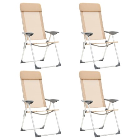Sillas de camping plegables 4 unidades aluminio crema de vidaXL, Mobiliario de camping - Ref: Foro24-44309, Precio: 204,02 €,...
