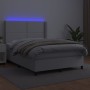 Cama box spring colchón y LED cuero sintético blanco 140x200 cm de , Camas y somieres - Ref: Foro24-3139326, Precio: 532,91 €...