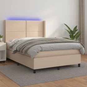 Cama box spring colchón LED cuero sintético capuchino 140x190cm de , Camas y somieres - Ref: Foro24-3139324, Precio: 516,60 €...