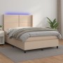 Cama box spring colchón LED cuero sintético capuchino 140x200cm de , Camas y somieres - Ref: Foro24-3139330, Precio: 493,37 €...