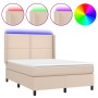 Cama box spring colchón LED cuero sintético capuchino 140x200cm de , Camas y somieres - Ref: Foro24-3139330, Precio: 493,37 €...