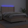 Cama box spring colchón LED cuero sintético capuchino 140x200cm de , Camas y somieres - Ref: Foro24-3139330, Precio: 493,37 €...