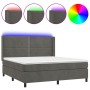 Cama box spring colchón y LED terciopelo gris oscuro 160x200 cm de , Camas y somieres - Ref: Foro24-3139512, Precio: 539,55 €...