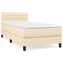 Cama box spring con colchón tela color crema 80x200 cm de , Camas y somieres - Ref: Foro24-3140094, Precio: 298,36 €, Descuen...