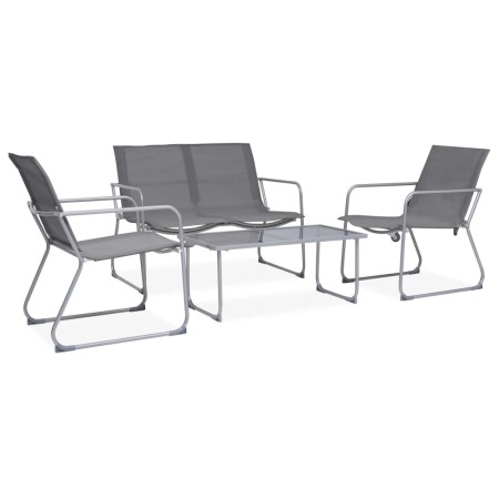 Juego de muebles de jardín 4 piezas tela y acero gris de vidaXL, Conjuntos de jardín - Ref: Foro24-44351, Precio: 179,91 €, D...