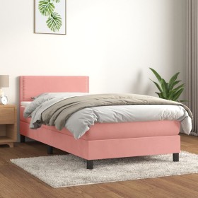 Cama box spring con colchón terciopelo rosa 100x200 cm de , Camas y somieres - Ref: Foro24-3141232, Precio: 313,55 €, Descuen...