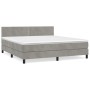 Cama box spring con colchón terciopelo gris claro 160x200 cm de , Camas y somieres - Ref: Foro24-3141251, Precio: 463,91 €, D...
