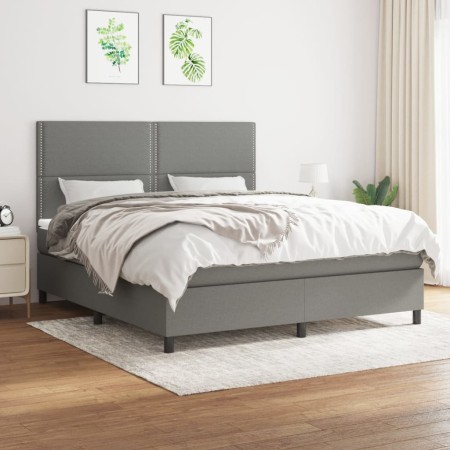 Cama box spring con colchón tela gris oscuro 180x200 cm de , Camas y somieres - Ref: Foro24-3141714, Precio: 596,38 €, Descue...