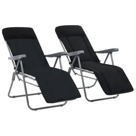 Sillas plegables de jardín con cojines 2 unidades negro de vidaXL, Sillas de jardín - Ref: Foro24-44319, Precio: 164,80 €, De...
