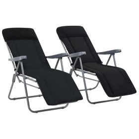 Sillas plegables de jardín con cojines 2 unidades negro de vidaXL, Sillas de jardín - Ref: Foro24-44319, Precio: 167,25 €, De...
