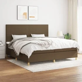 Box spring bed with dark brown fabric mattress 200x200 cm by , Beds and slatted bases - Ref: Foro24-3142204, Price: 644,19 €,...