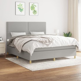 Cama box spring con colchón tela gris claro 180x200 cm de , Camas y somieres - Ref: Foro24-3142273, Precio: 596,86 €, Descuen...