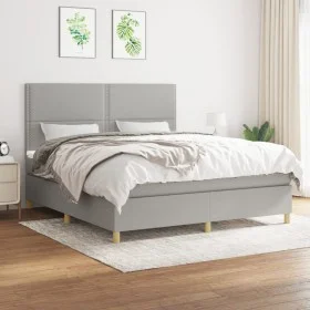 Cama box spring con colchón tela gris claro 160x200 cm de , Camas y somieres - Ref: Foro24-3142265, Precio: 508,07 €, Descuen...