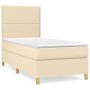 Cama box spring con colchón tela color crema 100x200 cm de , Camas y somieres - Ref: Foro24-3142238, Precio: 326,36 €, Descue...