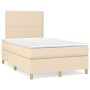 Cama box spring con colchón tela color crema 120x200 cm de , Camas y somieres - Ref: Foro24-3142246, Precio: 414,04 €, Descue...