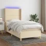 Box spring bed mattress and LED lights cream fabric 90x190 cm by , Beds and slatted bases - Ref: Foro24-3138762, Price: 346,6...