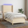 Cama box spring colchón y luces LED tela color crema 90x190 cm de , Camas y somieres - Ref: Foro24-3138762, Precio: 355,12 €,...