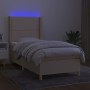 Cama box spring colchón y luces LED tela color crema 90x190 cm de , Camas y somieres - Ref: Foro24-3138762, Precio: 355,12 €,...