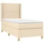 Box spring bed mattress and LED lights cream fabric 90x190 cm by , Beds and slatted bases - Ref: Foro24-3138762, Price: 346,6...