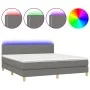 Box spring bed with mattress and LED dark gray fabric 180x200 cm by , Beds and slatted bases - Ref: Foro24-3133654, Price: 54...