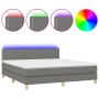 Cama box spring con colchón y LED tela gris oscuro 180x200 cm de , Camas y somieres - Ref: Foro24-3133654, Precio: 555,77 €, ...