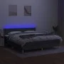 Box spring bed with mattress and LED dark gray fabric 180x200 cm by , Beds and slatted bases - Ref: Foro24-3133654, Price: 54...