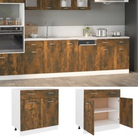Armario inferior contrachapado roble ahumado 80x46x81,5cm de , Armarios de cocina - Ref: Foro24-815579, Precio: 102,77 €, Des...