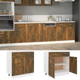Lower cabinet made of smoked oak veneer 80x46x81.5cm by , Kitchen cabinets - Ref: Foro24-815579, Price: 100,61 €, Discount: %