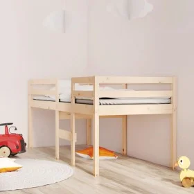 Solid pine wood high bed 75x190 cm by , Beds and slatted bases - Ref: Foro24-821619, Price: 131,18 €, Discount: %