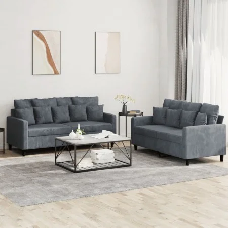 Juego de sofás con cojines 2 piezas terciopelo gris oscuro de , Sofás - Ref: Foro24-3201701, Precio: 402,47 €, Descuento: %