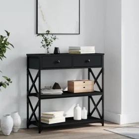 Mesa consola madera de ingeniería negra 75x28x75 cm de , Mesas auxiliares - Ref: Foro24-834195, Precio: 72,56 €, Descuento: %