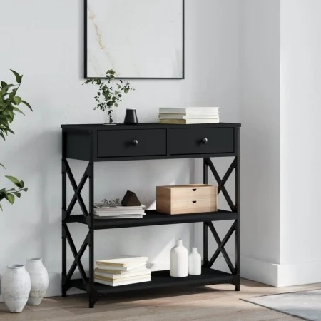 Mesa consola madera de ingeniería negra 75x28x75 cm de , Mesas auxiliares - Ref: Foro24-834195, Precio: 72,56 €, Descuento: %