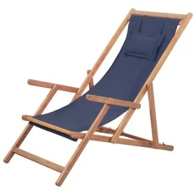 Klappbarer Strandstuhl aus Stoff und blauer Holzstruktur von vidaXL, Gartenstühle - Ref: Foro24-43996, Preis: 69,24 €, Rabatt: %