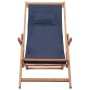 Silla de playa plegable de tela y estructura de madera azul de vidaXL, Sillas de jardín - Ref: Foro24-43996, Precio: 60,51 €,...