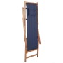 Silla de playa plegable de tela y estructura de madera azul de vidaXL, Sillas de jardín - Ref: Foro24-43996, Precio: 60,51 €,...